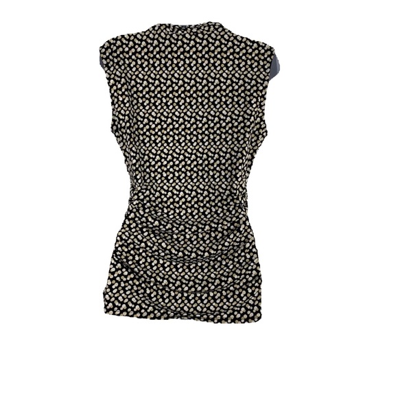VINCE CAMUTO BLACK AND CREAM POLKA DOT SLEEVELESS V NECK RUSHED SIDES TOP M - Picture 3 of 9